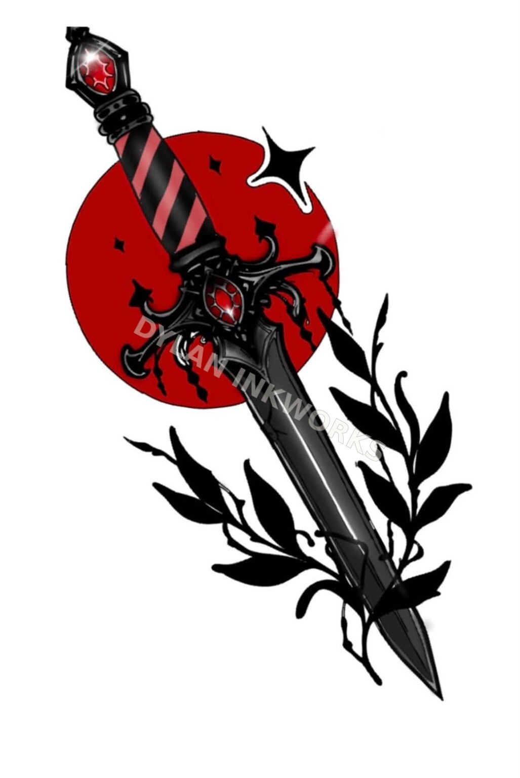 Graphic fantasy piece with a restricted colour palette.