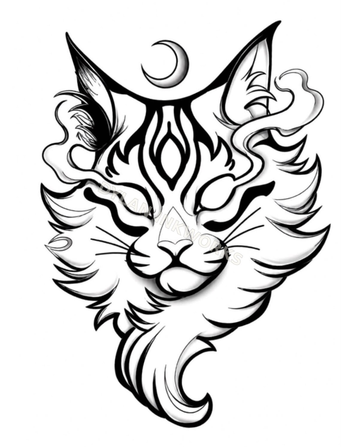 Ornamental blackwork animal concept.